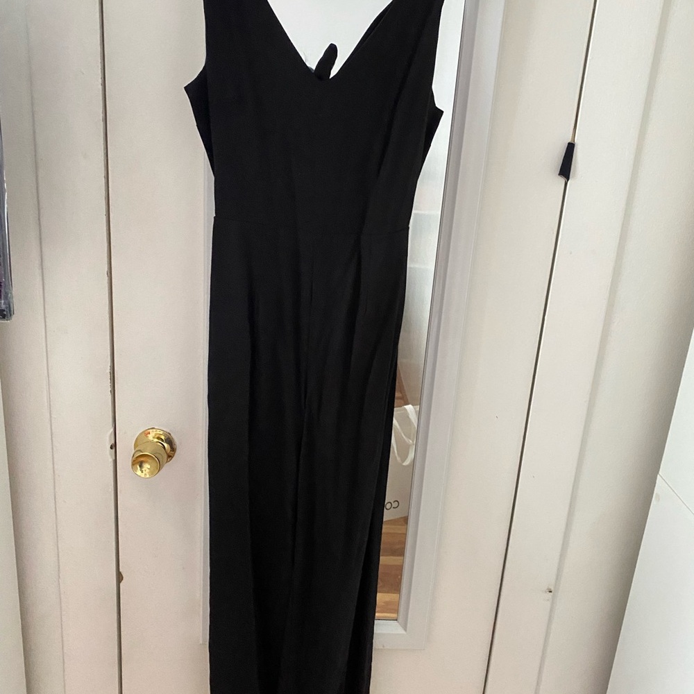 Leith Black Sleeveless Jumpsuit V-Neck Cocktail
